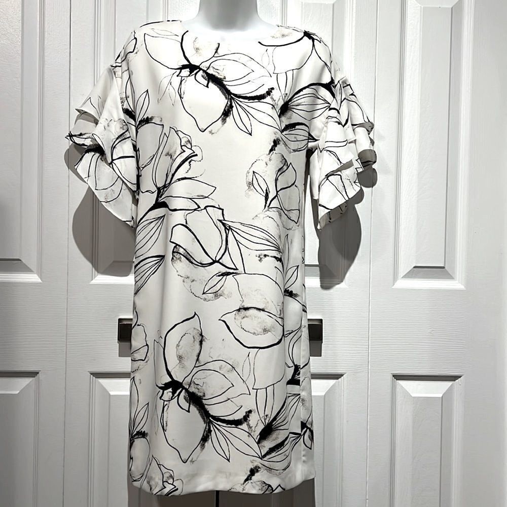 Vince Camuto Short‎ Sleeve Shift Dress Size 2 (fits larger, see measurements)